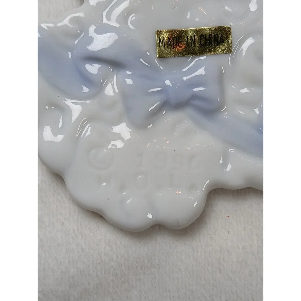 1996 Vintage H.O.L. 3 Ceramic Angel Ornaments Joy To The World Peace On Earth‎